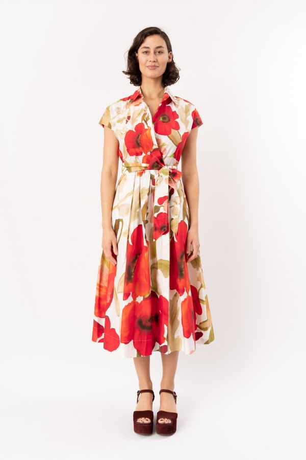 Sara Roka Etrelle Midi Dress - Poppies