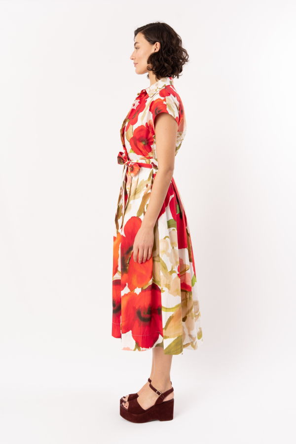 Sara Roka Etrelle Midi Dress - Poppies