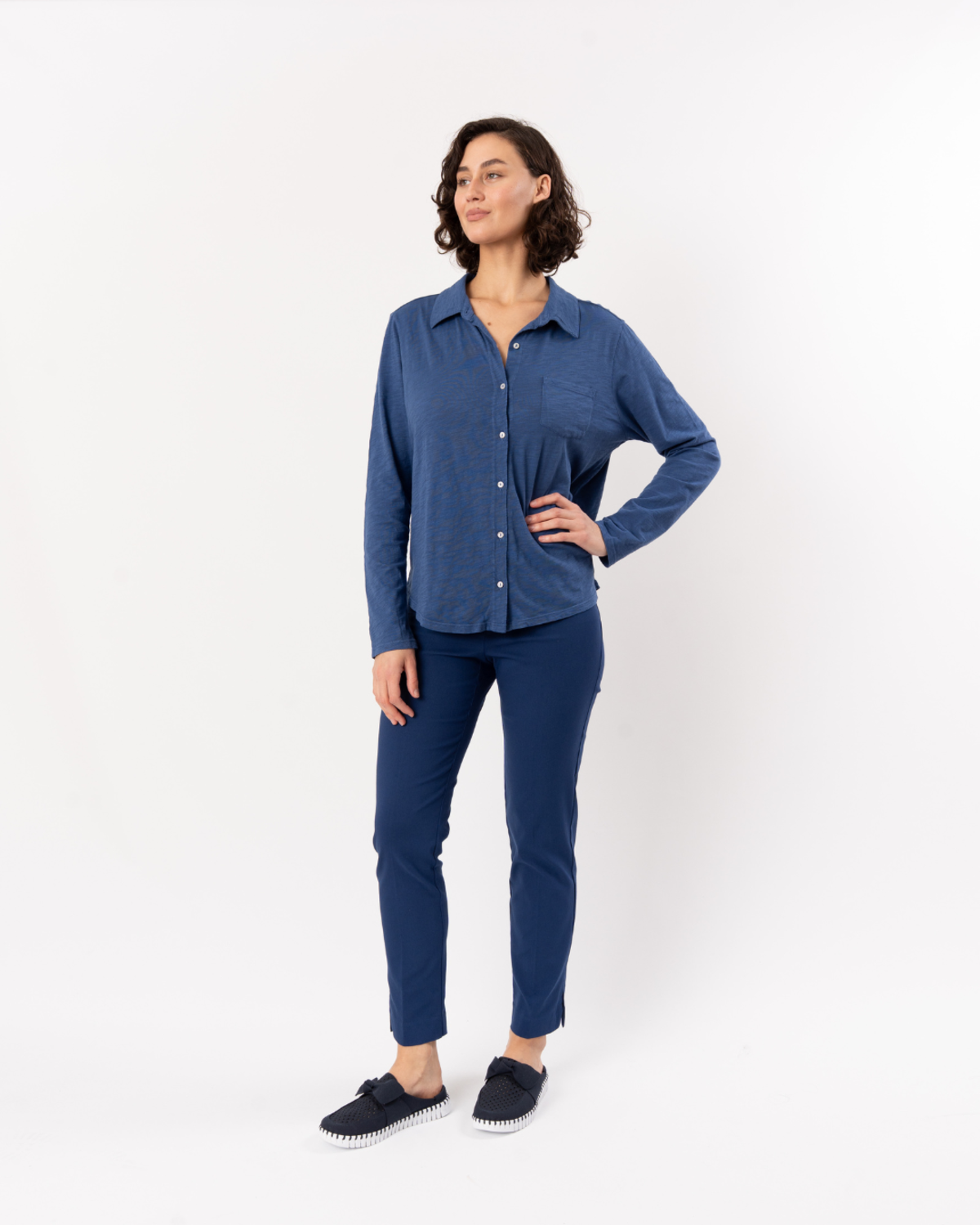 ELLIOTT LAUREN Pull On Straight Leg Pant - Navy - Image 3 of 5