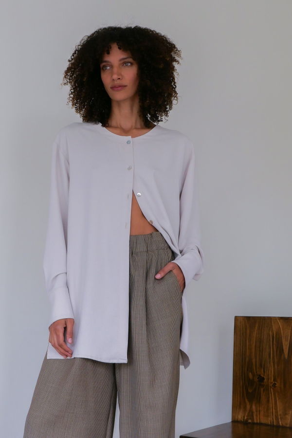 Sloan Crepe Cardigan Blouse Top - Sand