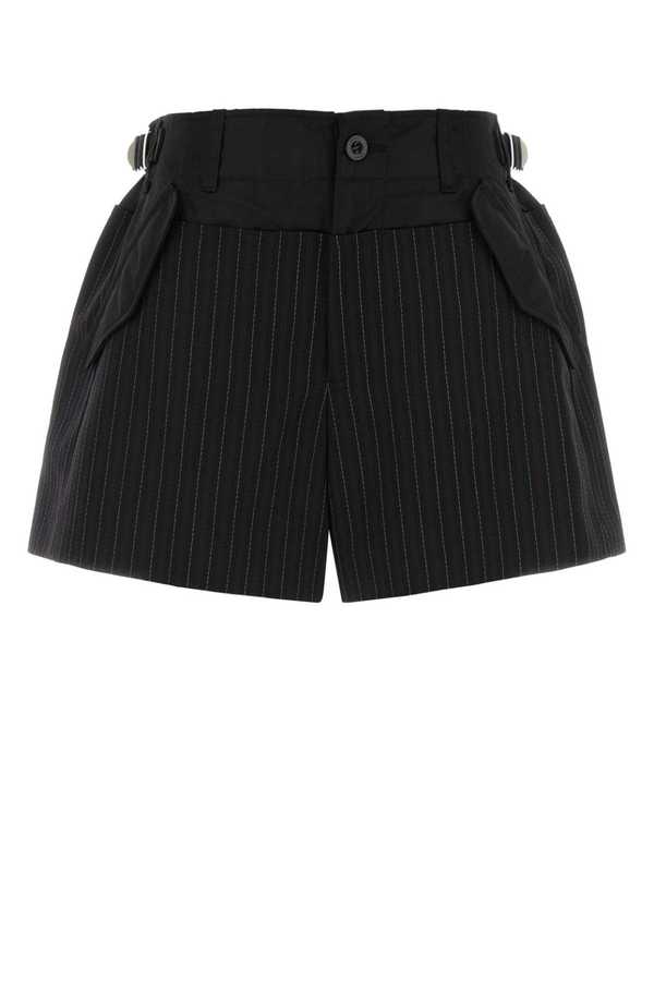 sacai Embroidered Polyester Blend Shorts - Black