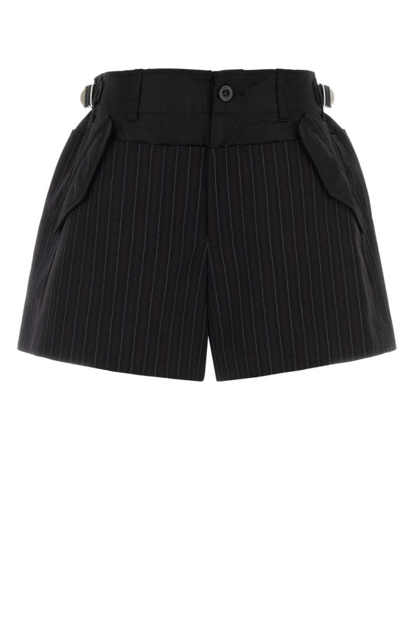 sacai Embroidered Polyester Blend Shorts - Black