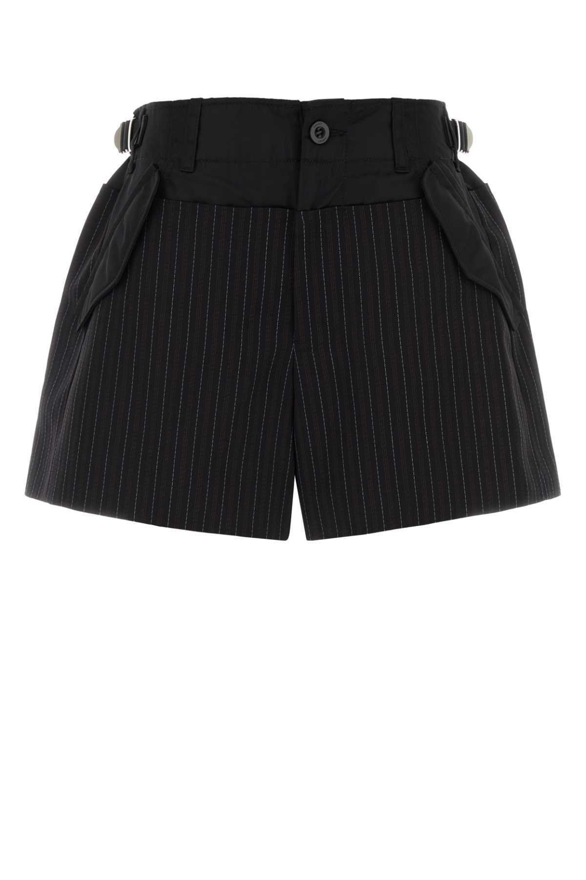 sacai Embroidered Polyester Blend Shorts - Black - Image 1 of 2