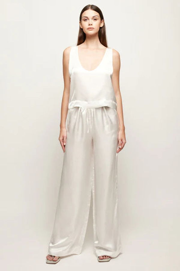 S/W/F Satin Scoop Top - Chalk