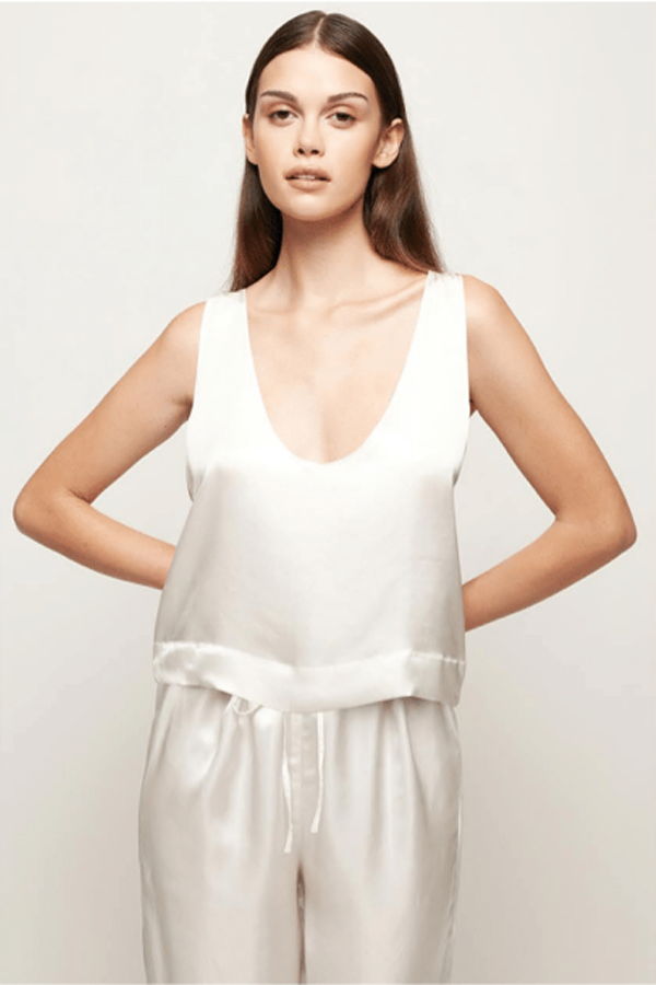 S/W/F Satin Scoop Top - Chalk