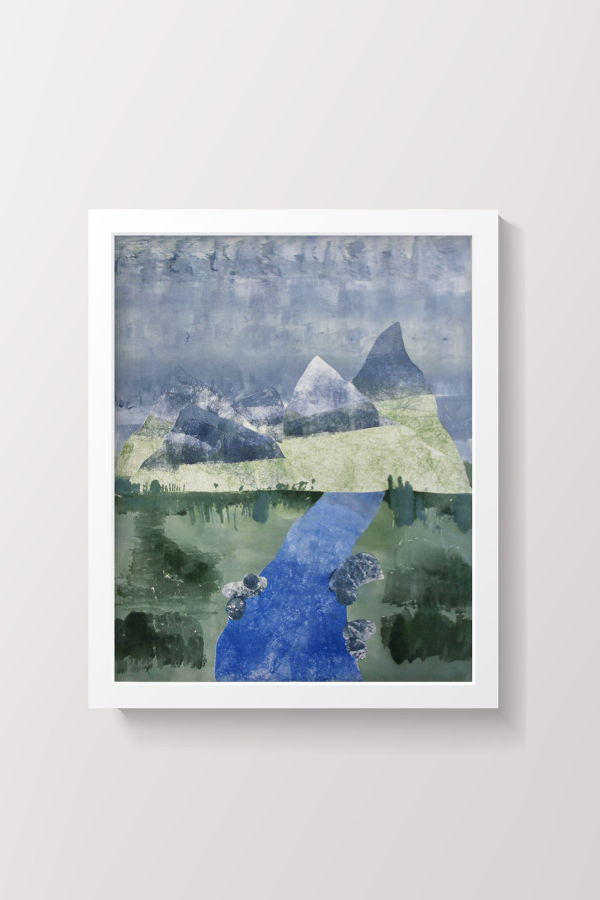 Artxtiles Mountain Trail Small Framed Print - White