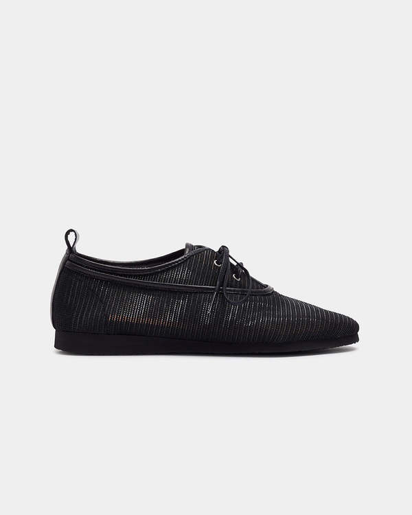 Naguisa Carmen Black Mesh Oxford Shoes