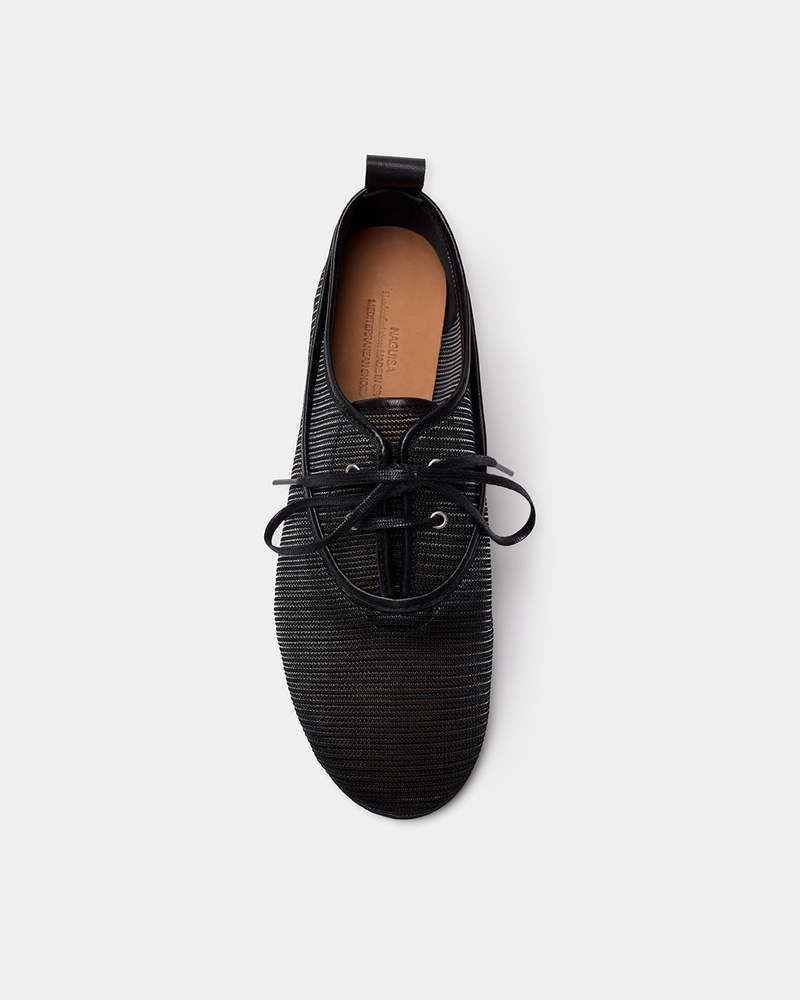 Naguisa Carmen Black Mesh Oxford Shoes