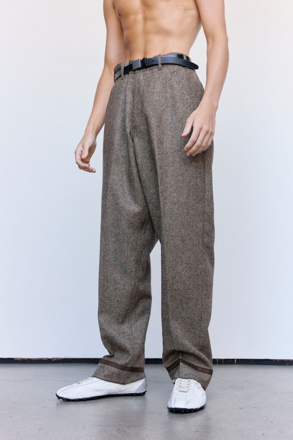 Maison Margiela Brown Melange Wool Unraveled Suit Trouser Pants