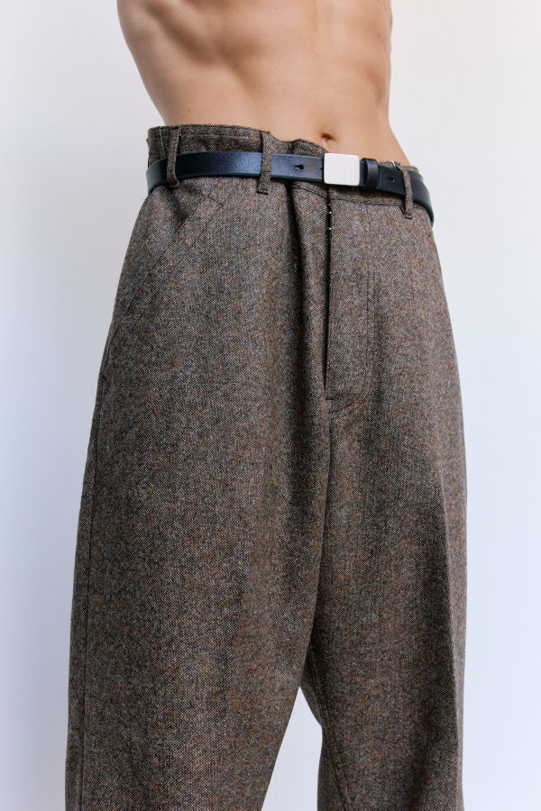 Maison Margiela Brown Melange Wool Unraveled Suit Trouser Pants