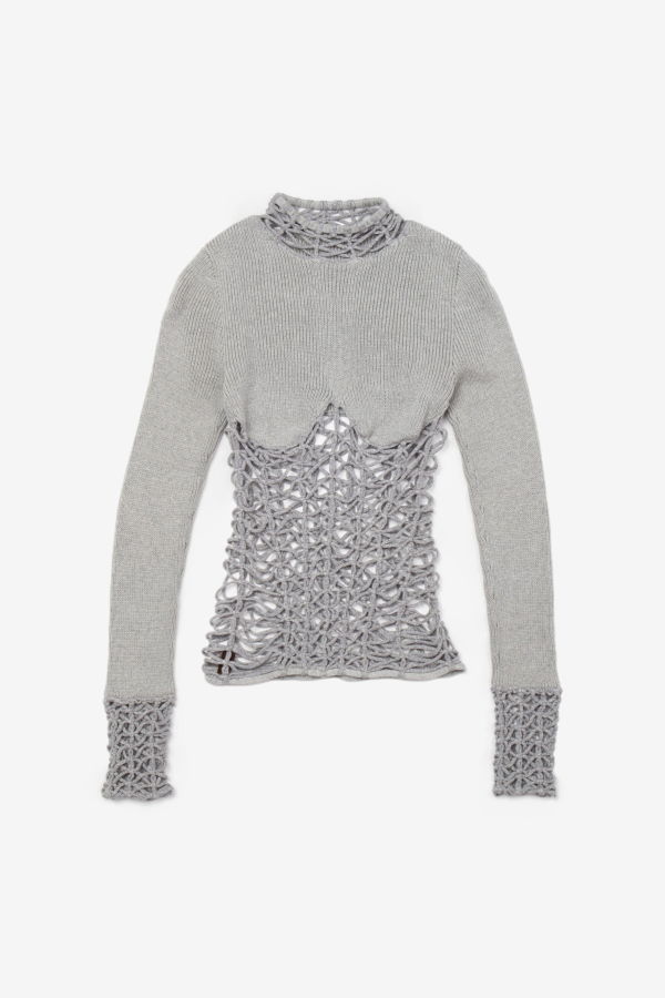 Isa Boulder Half-Seen Long Sleeves Top - Silver