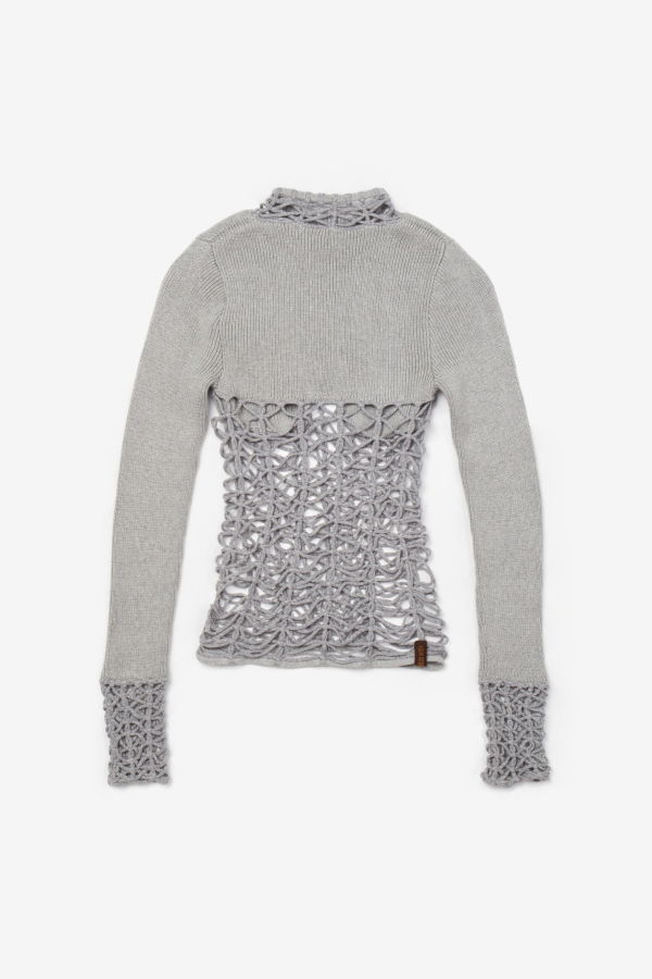 Isa Boulder Half-Seen Long Sleeves Top - Silver