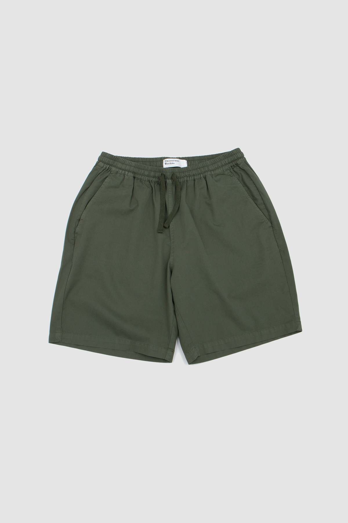 Universal Works Simple Short Kelly Cotton Shorts - Olive - Image 2 of 5