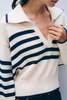 White + Warren Varsity Cotton Striped Polo Sweater - Ivory Stripe - Thumbnail 2