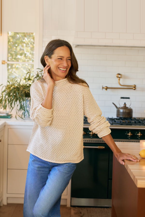 Frank & Eileen Monterey Pointelle Sweater - Sand