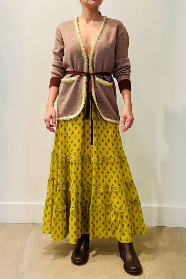 Leur Logette Twill Jacquard Cardigan - Brown