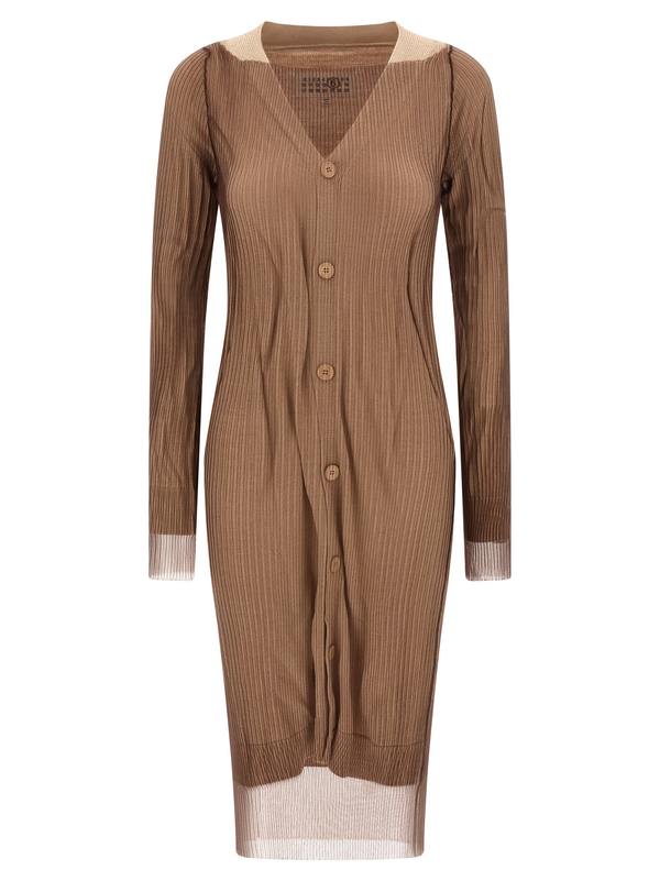MM6 Maison Margiela Trapped Double Layer Dress - Beige