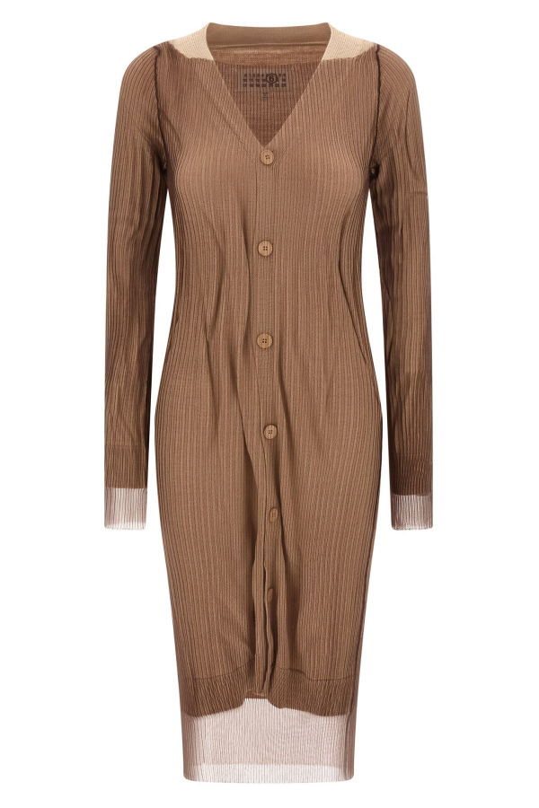 MM6 Maison Margiela Trapped Double Layer Dress - Beige