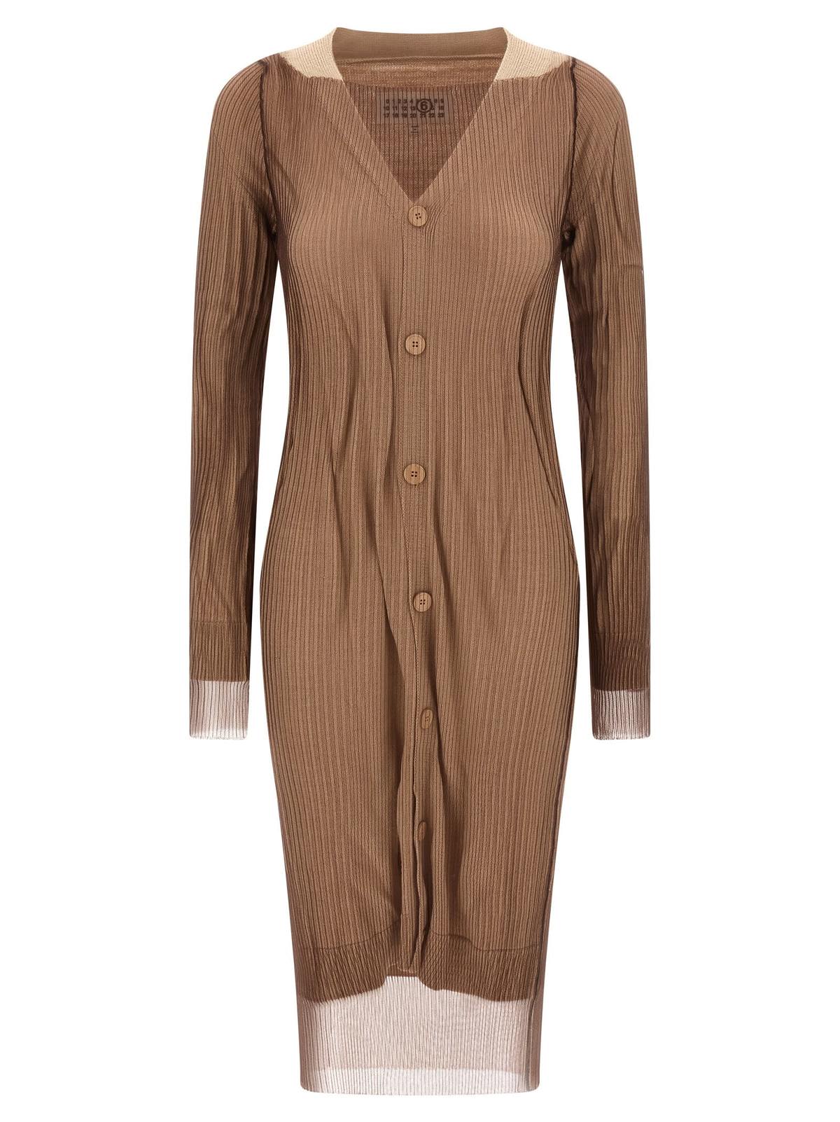 MM6 Maison Margiela Trapped Double Layer Dress - Beige - Image 1 of 4