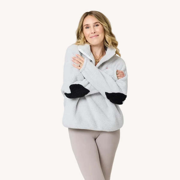 Kerri Rosenthal Coze Magoze Quarter Zip Sweatshirt - Light Grey