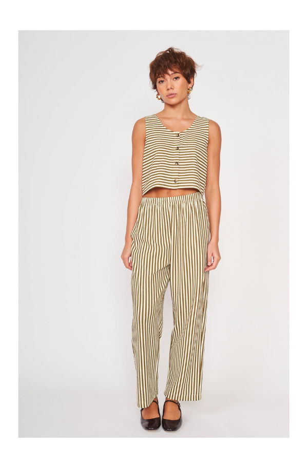 dra Frankie Top - Basil Stripe