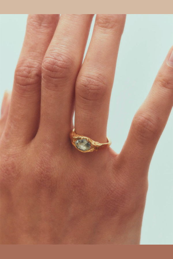 Simuero Faro La Mola Ring - 18k Gold Plate/Sterling Silver/White Crystal