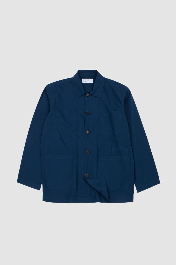 Universal Works Bakers Overshirt Organic Fine Poplin Shirt - Navy