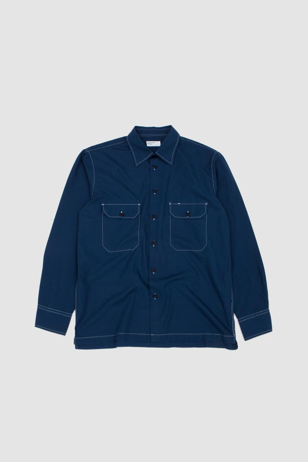Universal Works CPO Shirt Organic Fine Poplin Navy Shirt