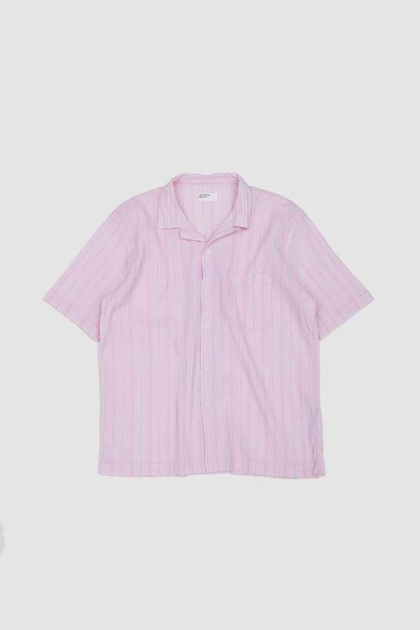 Universal Works Road Shirt Lily Stripe Pink Shirt Universal Works Road Shirt Lily Stripe Pink Shirt