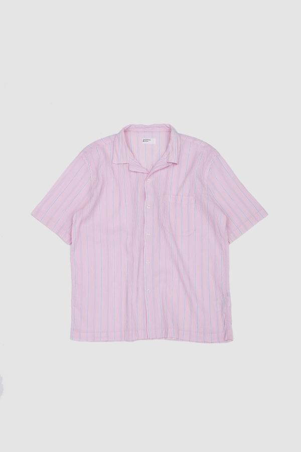Universal Works Road Shirt Lily Stripe Pink Shirt
