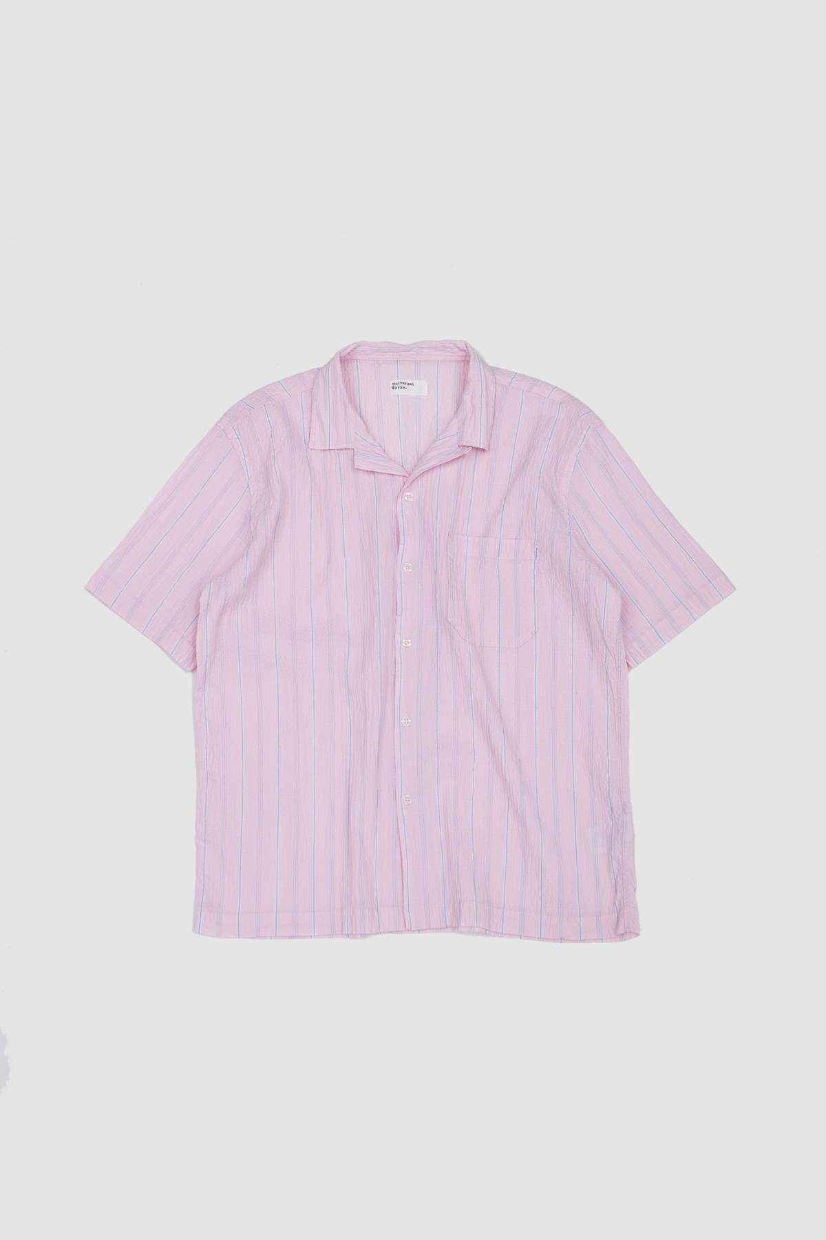Universal Works Road Shirt Lily Stripe Pink Shirt - Image 2 of 5