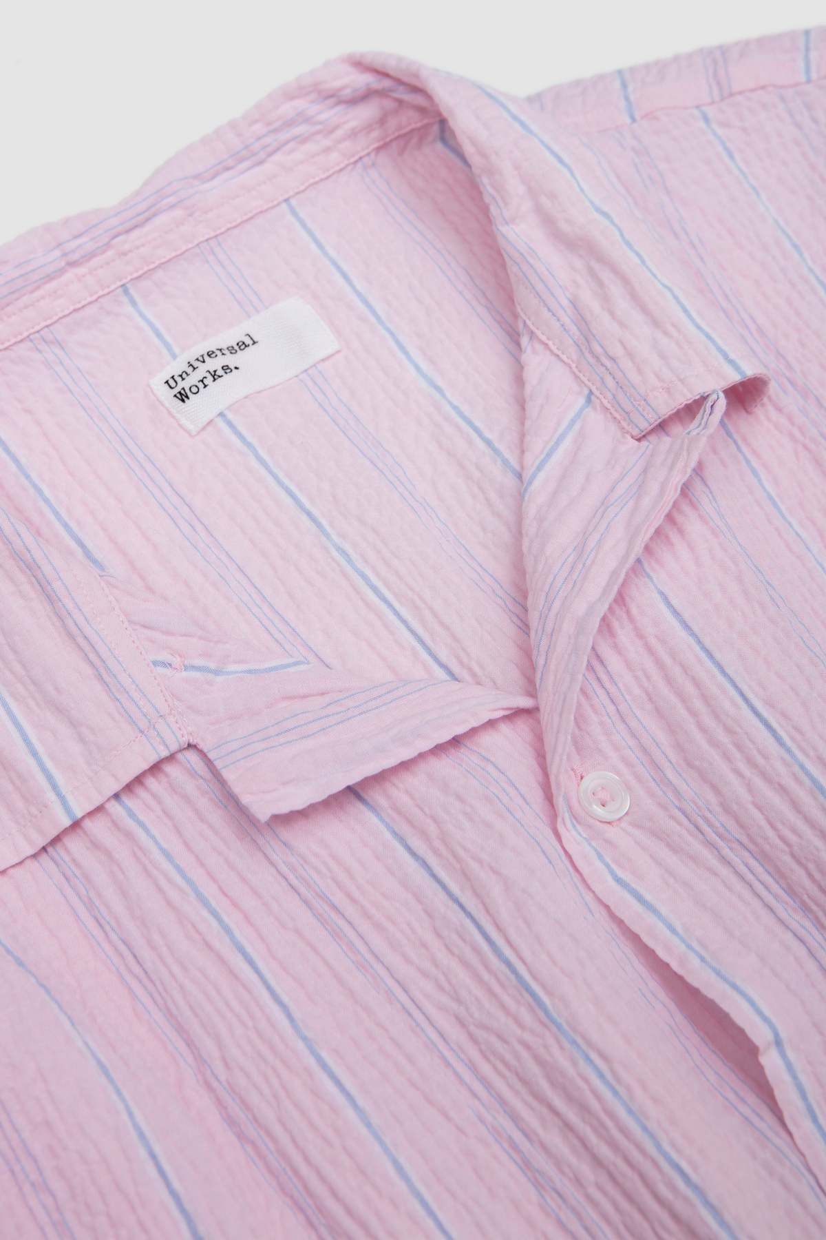 Universal Works Road Shirt Lily Stripe Pink Shirt - Image 3 of 5