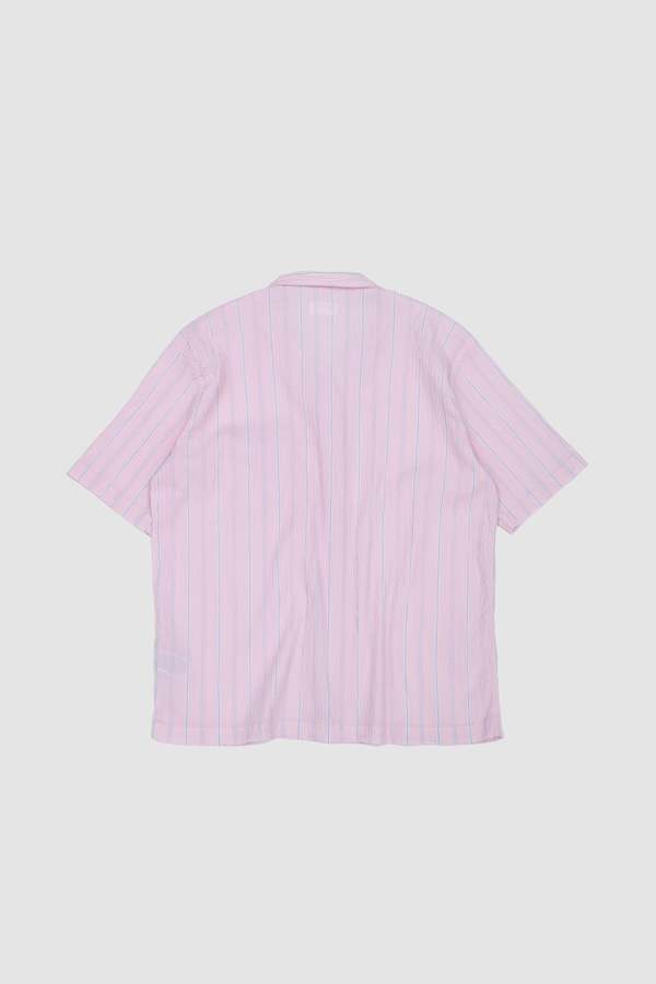 Universal Works Road Shirt Lily Stripe Pink Shirt