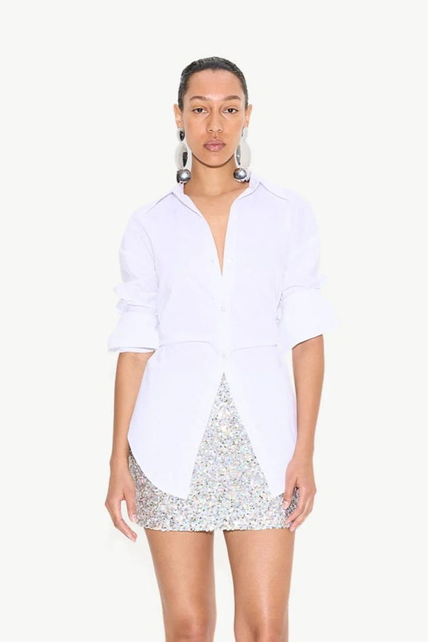 Simon Miller Loch Poplin Button Up Shirt - Macadamia