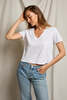 Perfect White Tee Beckett Crispy Cotton V-Neck Top - Thumbnail 1