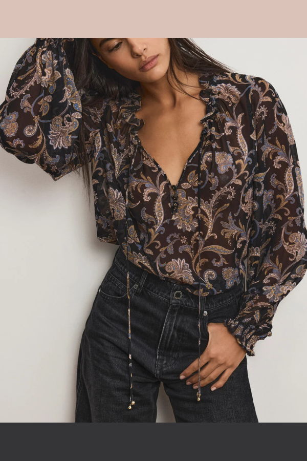 Veronica Beard Hickory Blouse - Black Multi