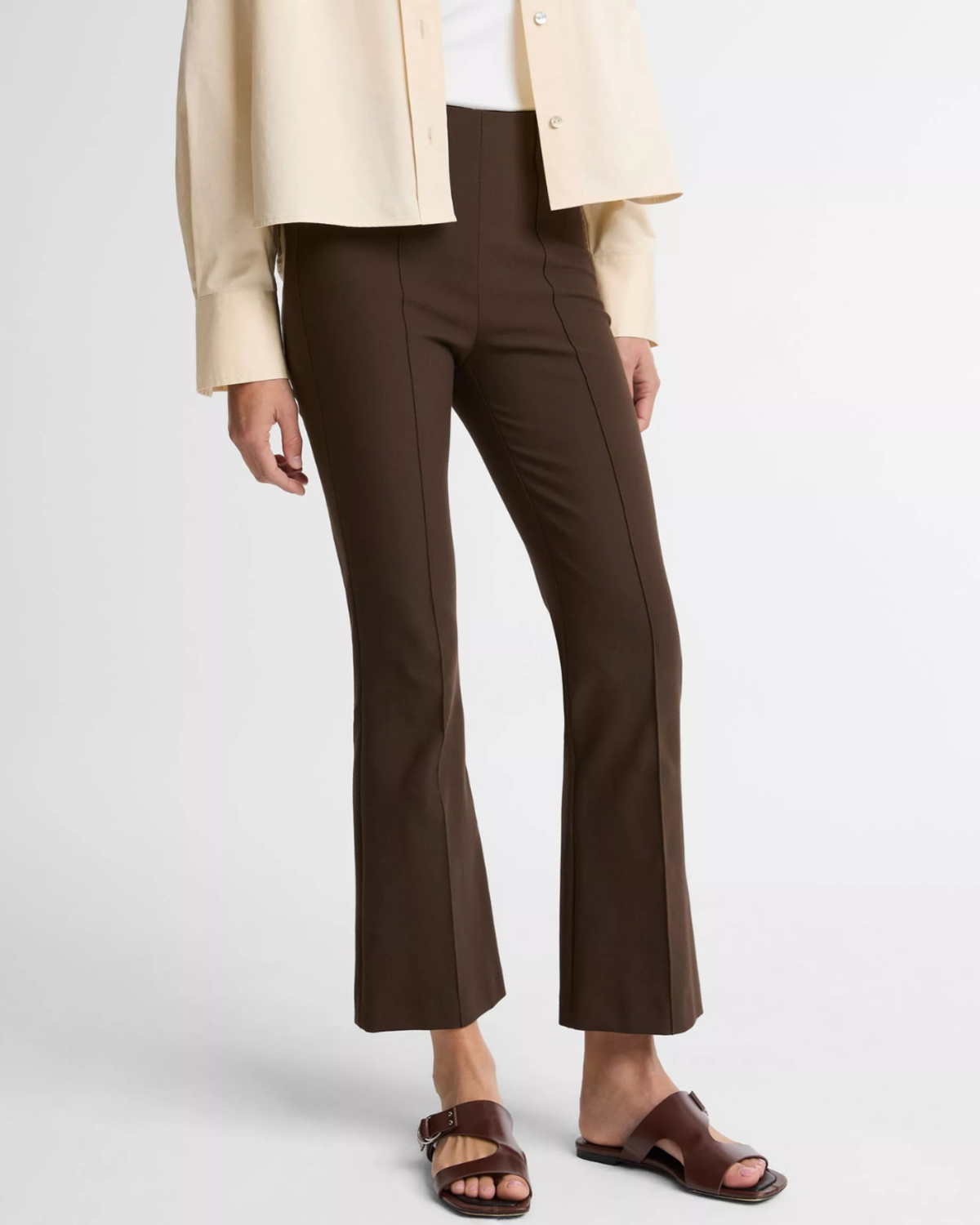 VINCE Niki Mid Rise Crop Flare Pants - Willow - Image 1 of 4