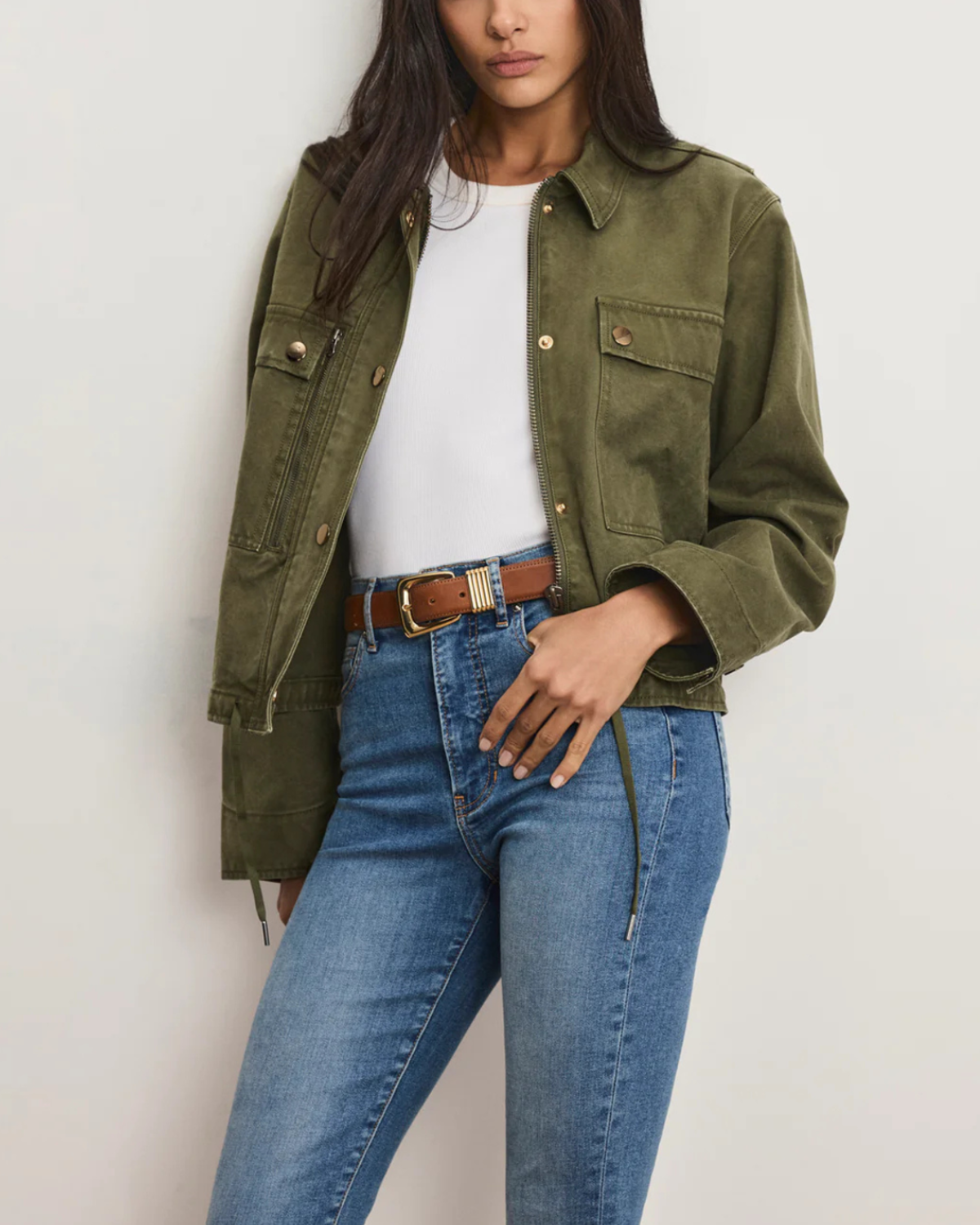 Veronica Beard Stephen Bomber Jacket - Army - Image 2 of 6