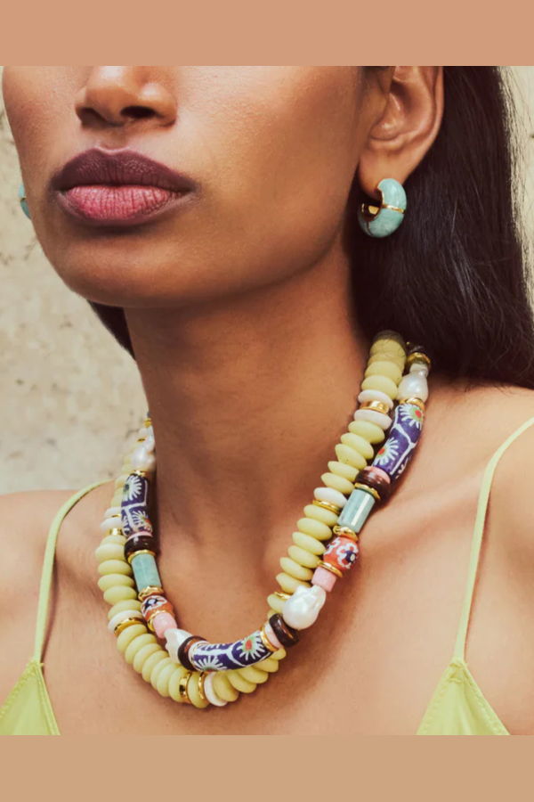 Lizzie Fortunato Zellige Hoops Earrings - Amazonite