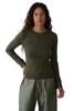 Donni. Baby Rib Scallop Long Sleeve Top - Oregano - Thumbnail 1