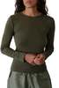 Donni. Baby Rib Scallop Long Sleeve Top - Oregano - Thumbnail 3