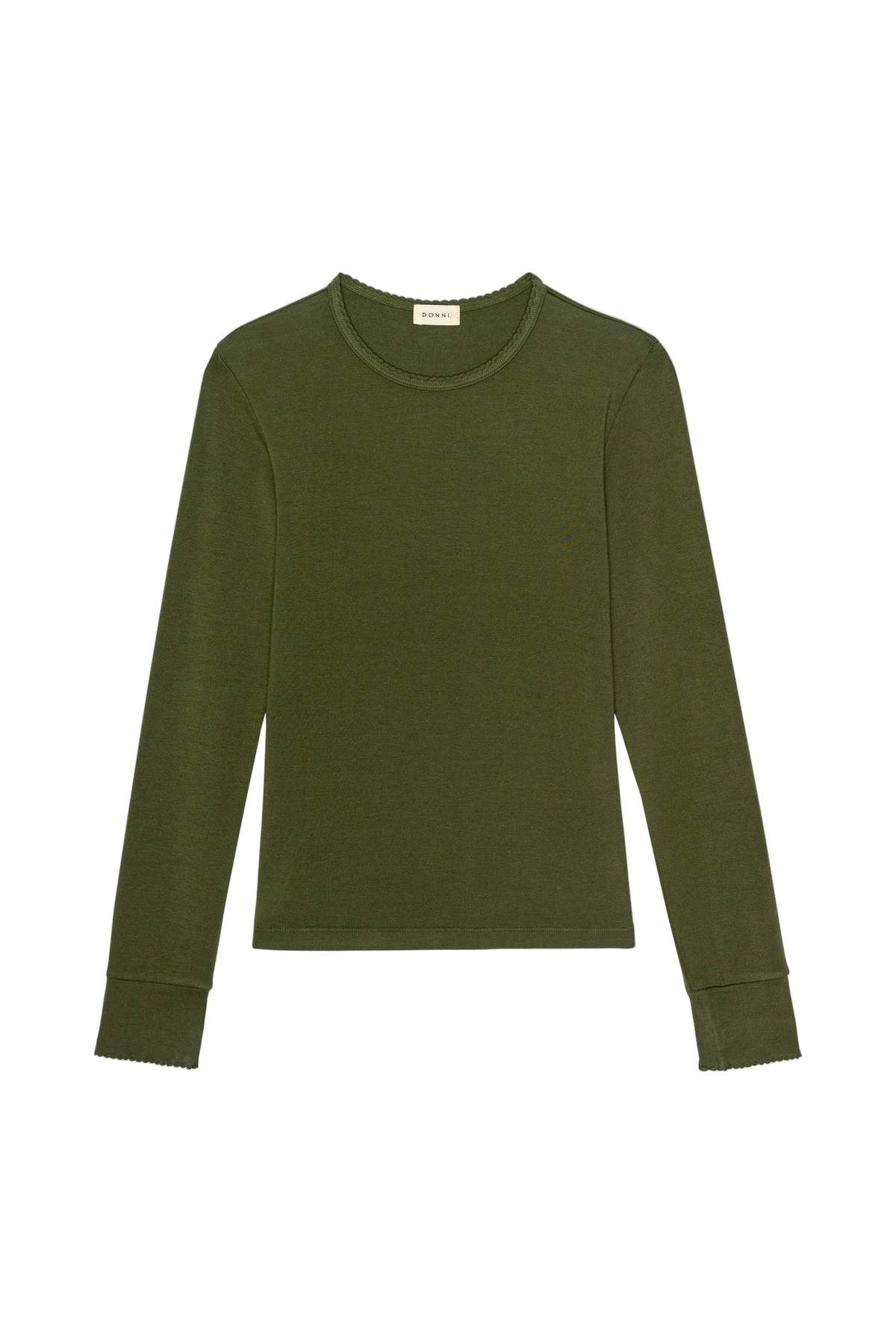 Donni. Baby Rib Scallop Long Sleeve Top - Oregano - Image 7 of 7
