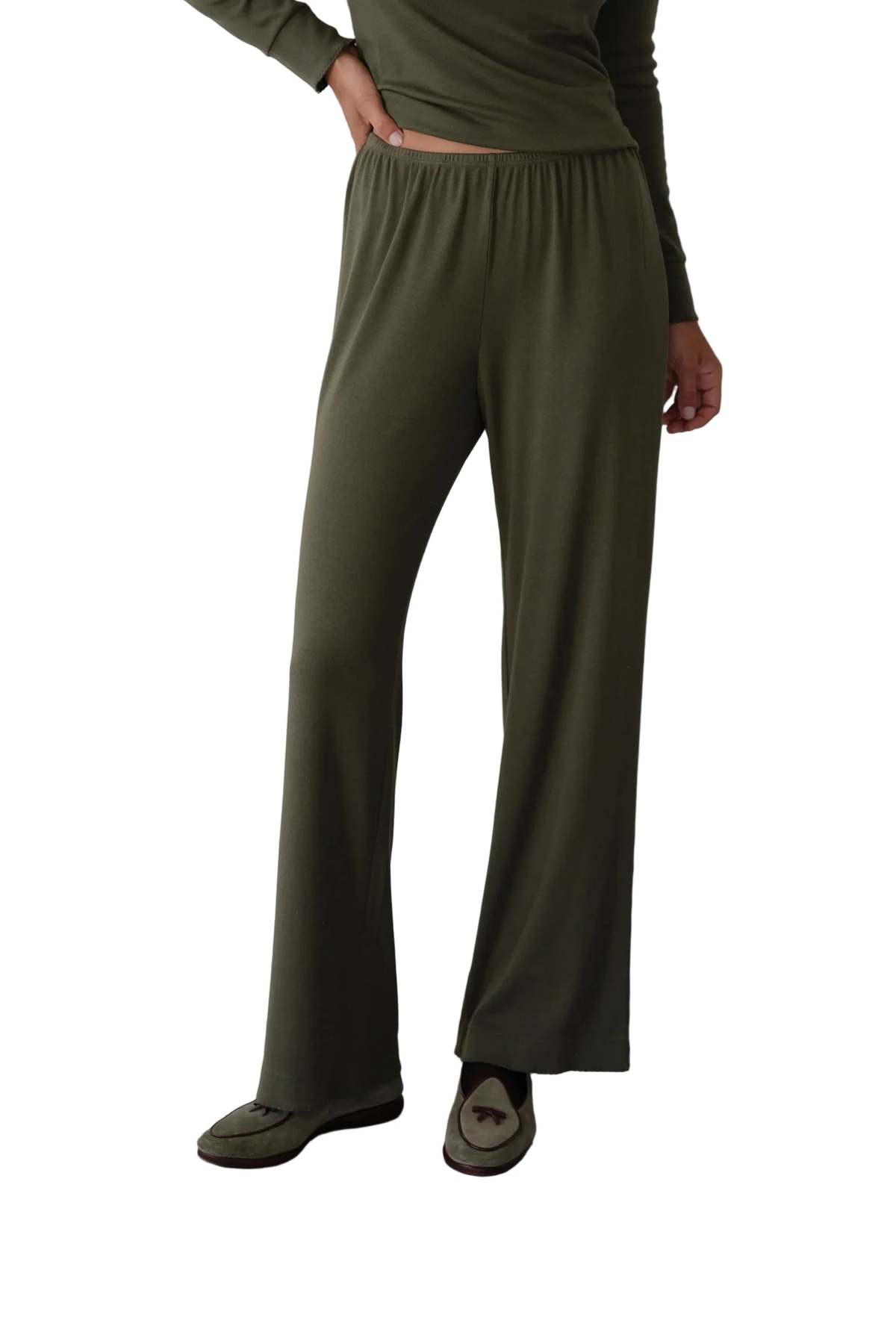 Donni. Baby Rib Scallop Pant - Oregano - Image 1 of 5