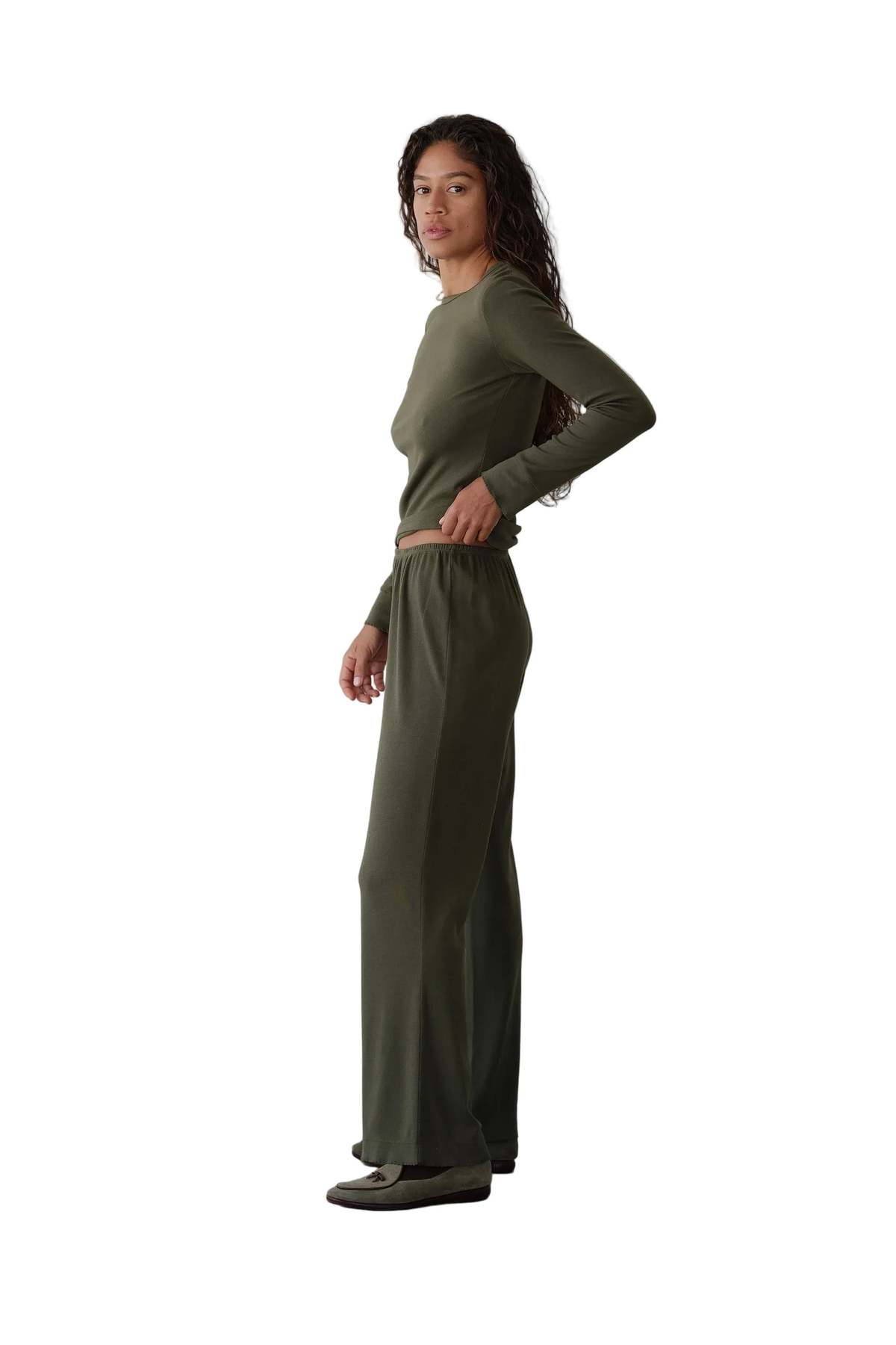 Donni. Baby Rib Scallop Pant - Oregano - Image 2 of 5