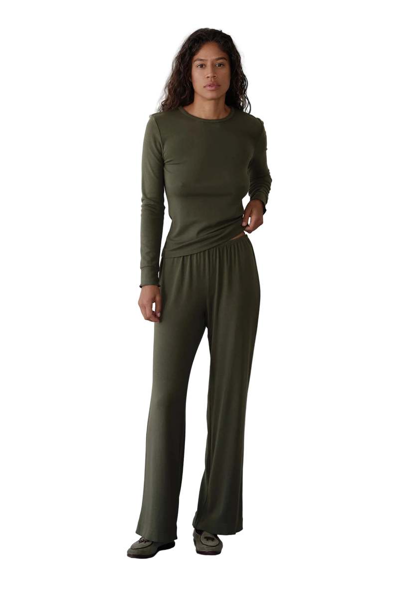 Donni. Baby Rib Scallop Pant - Oregano