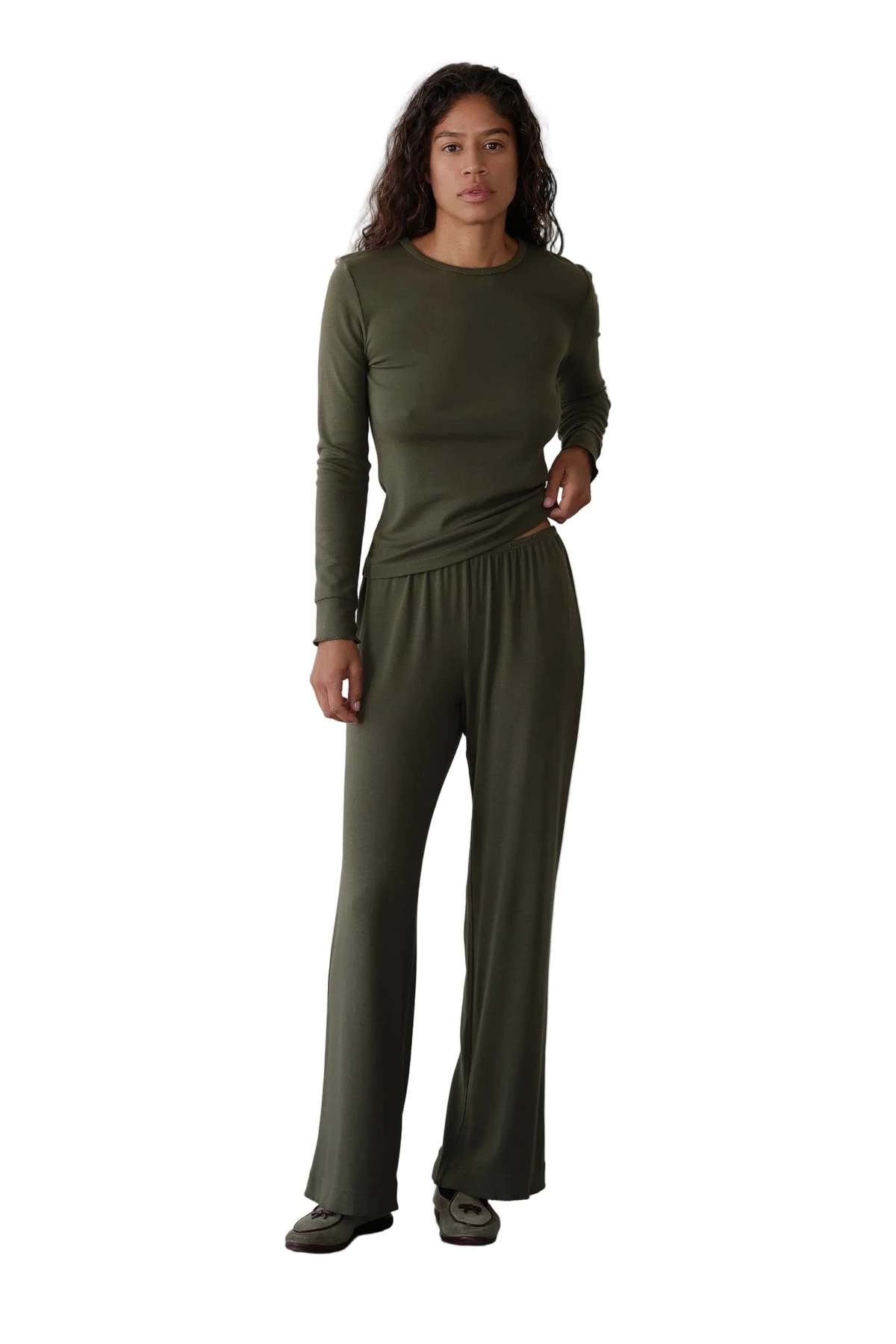 Donni. Baby Rib Scallop Pant - Oregano - Image 3 of 5