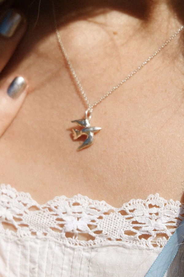 Feral Rabbitt Little Bird Charm Necklace - Silver