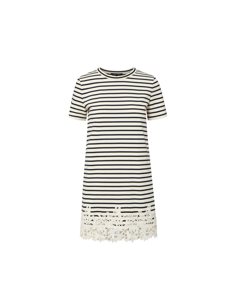 Veronica Beard Rhue Striped Lace-Hem Mini Dress