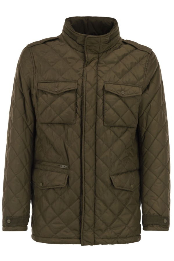 Herno Field Jacket with Diamond Quilting - Green