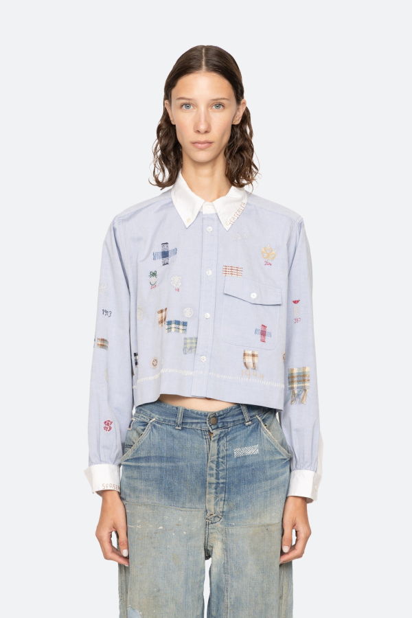 Sea NY Claira L/S Shirt Top - Blue